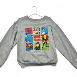 Grey Marvel crewneck sweatshirt with multi-coloured graphic #Marvel